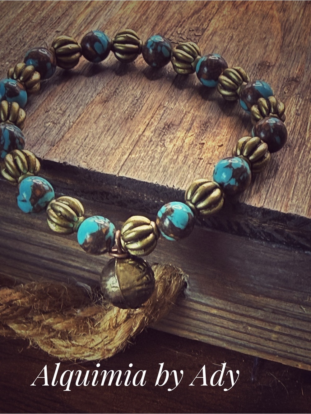Turquoise and Antique bronze Bracelet + AMERICANA